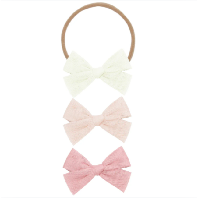 Tulle Bow  Set - Blush Headbands Med