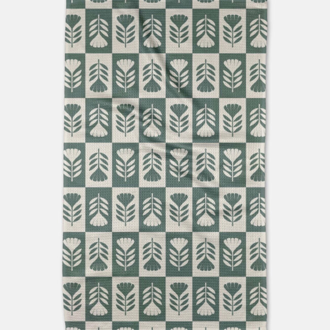 Green Flower Patch Tea Towel