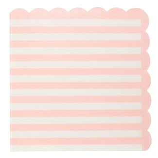 Pink Striped Scalloped Cocktail Napkins