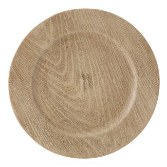 Natural Wood Grain Round Plastic Charger Plate