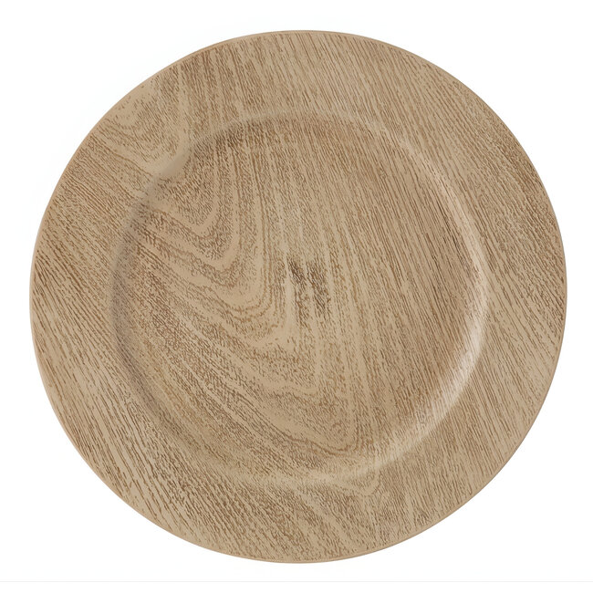 Natural Wood Grain Round Plastic Charger Plate