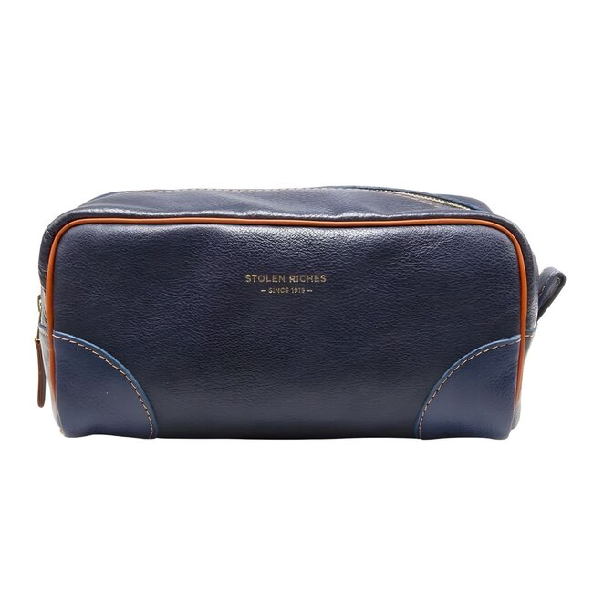 Blue Leather Dopp Bag