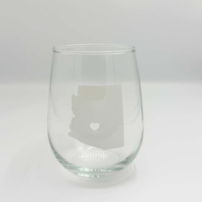 Arizona Wine Glass White w/ Heart