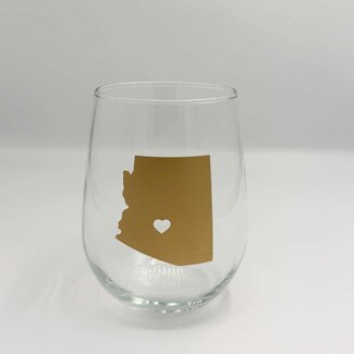 Arizona Wine Glass Matte Gold w/ Heart