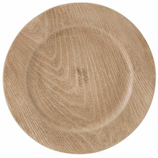 Natural Wood Grain Round Plastic Charger Plate