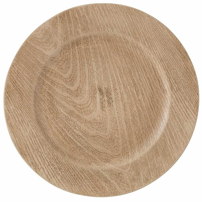 Natural Wood Grain Round Plastic Charger Plate