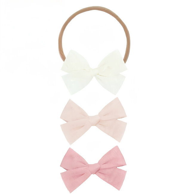 Tulle Bow  Set - Blush Headbands Med
