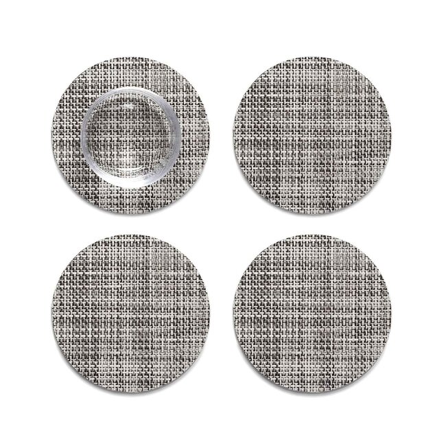 Mini Basketweave Coaster 4PK Gravel