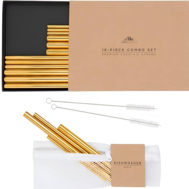 Gold Cocktail Straws - Combo 16pc