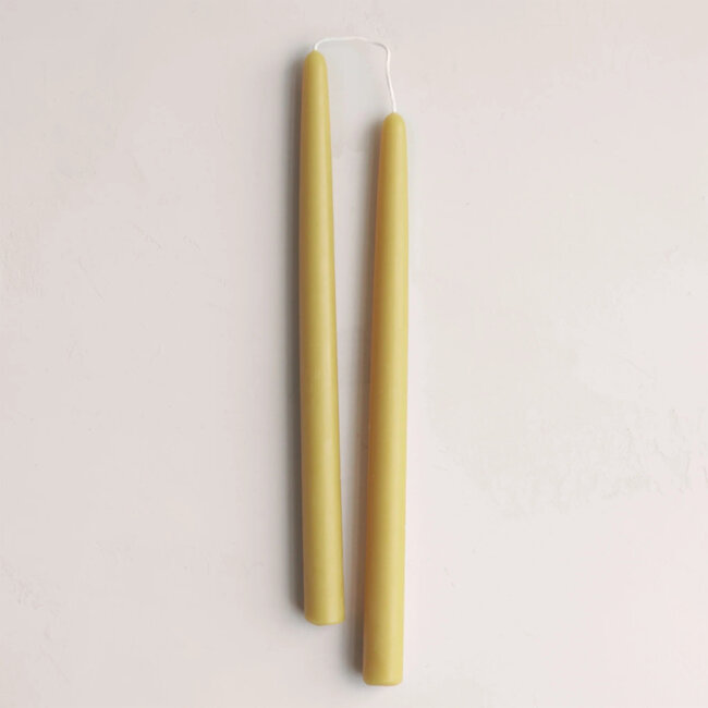 Beeswax Pair of 12" Taper Candles Olive