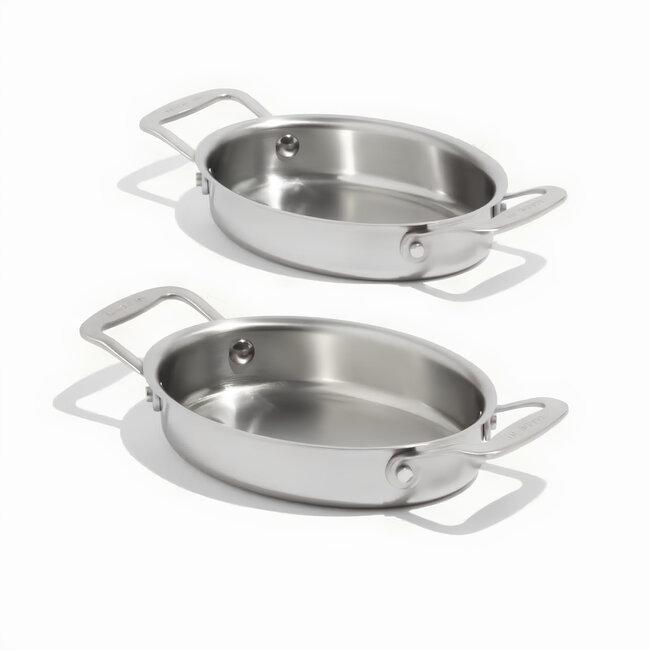 made in Set of 2, Gratins - Oval - Stainless Handles