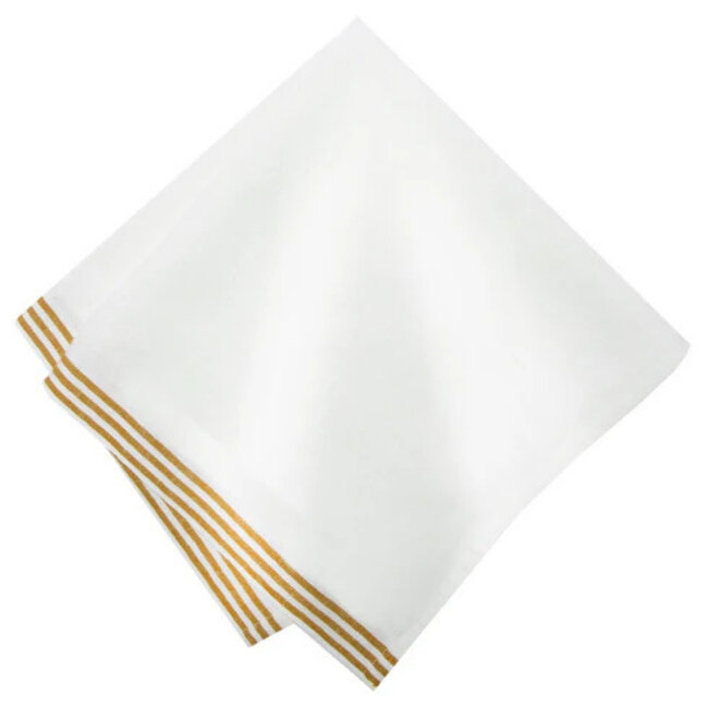 Alsace white & mustard napkins-set of 4