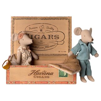 Mum & Dad mice in cigarbox