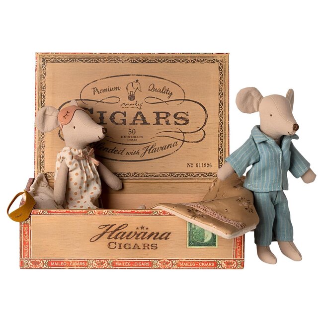 Mum & Dad mice in cigarbox