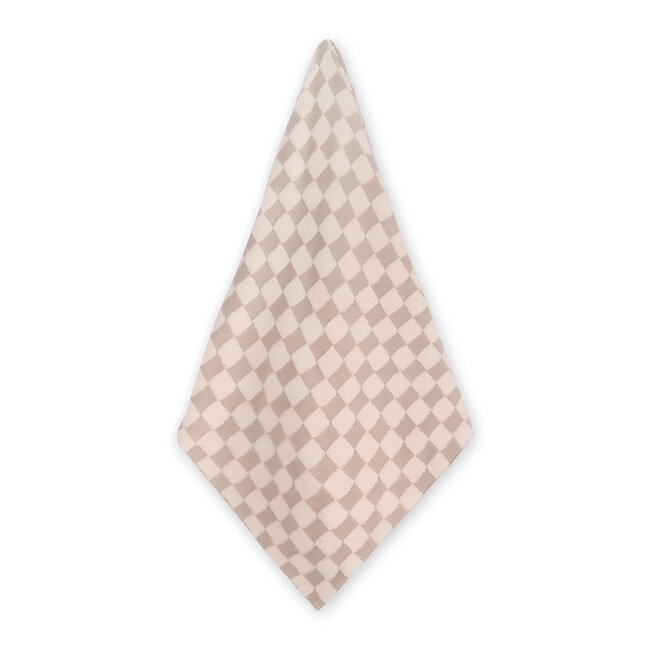 Tan Checkered - Jacquard Terry Knit Baby Blanket