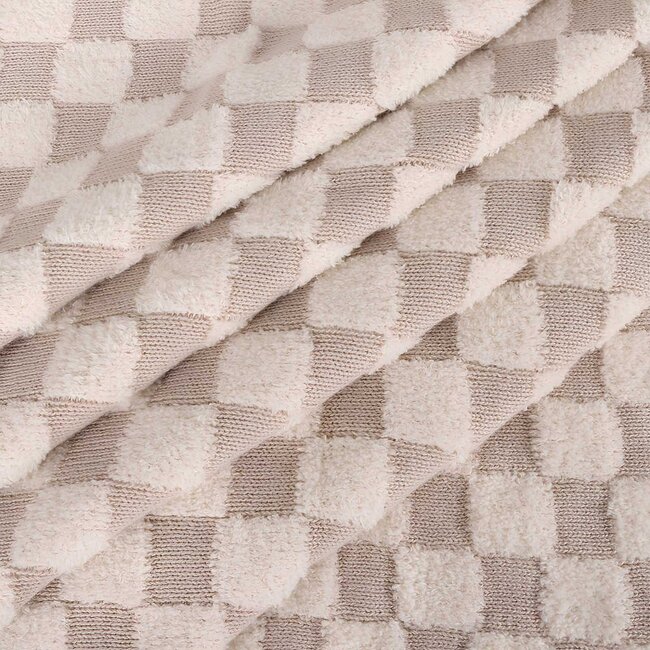 Tan Checkered - Jacquard Terry Knit Baby Blanket
