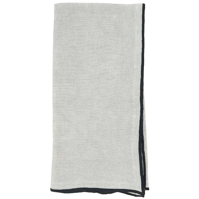 Stonewashed Stitch Border Napkin Blue-Grey
