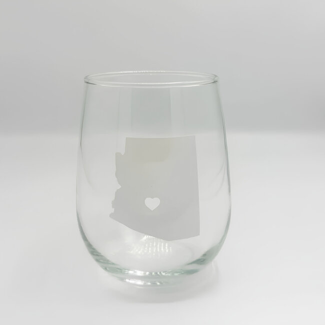 Arizona Wine Glass White w/ Heart