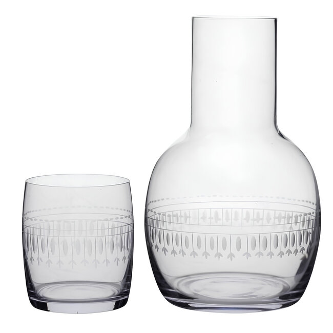 Crystal Carafe Set with Ovals Design