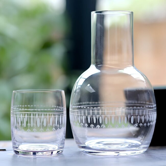 Crystal Carafe Set with Ovals Design