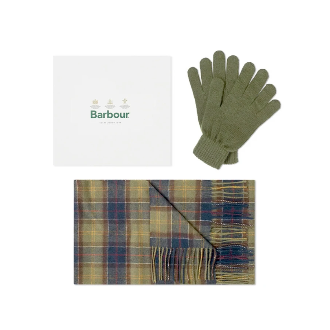 barbour scarf glove set