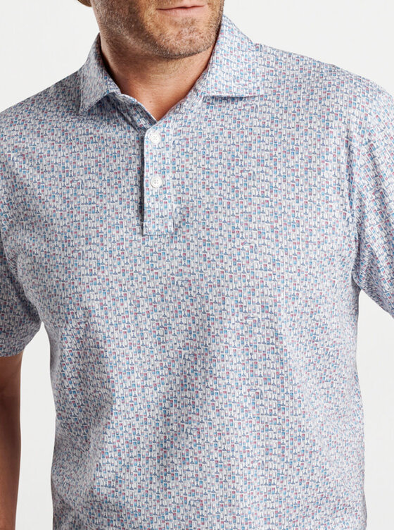 Peter Millar Pilot Mill Half Full Printed Polo Shirt - White