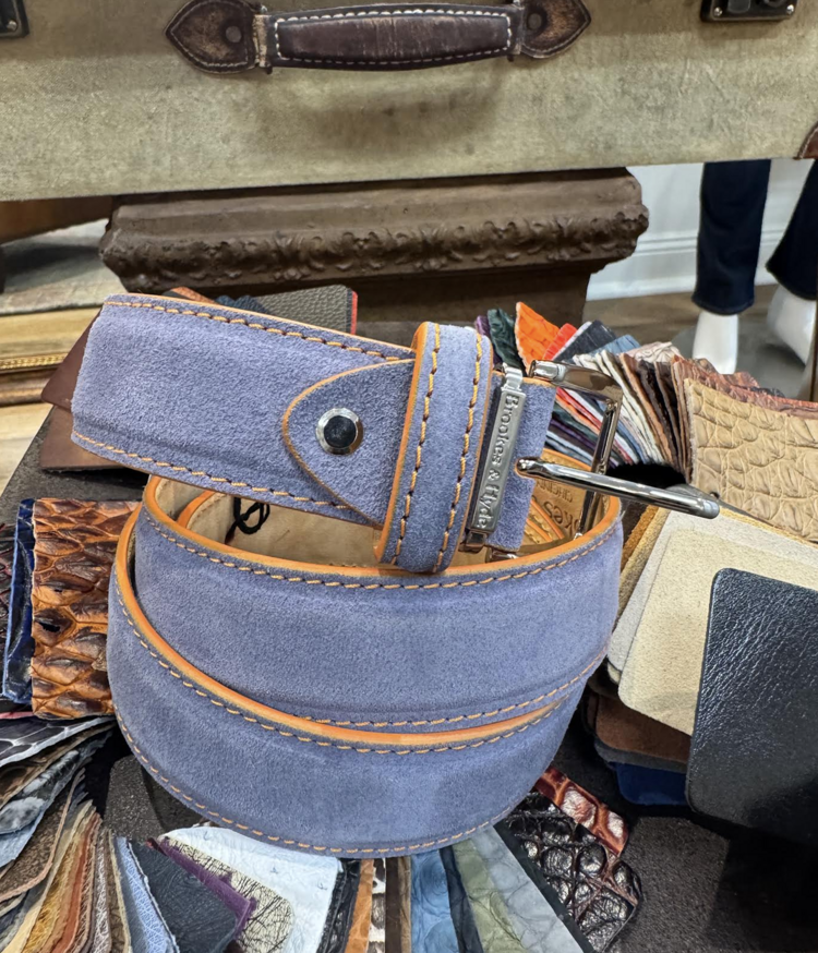 Brookes & Hyde Brookes & Hyde Italian Suede Belt with Orange Stitch