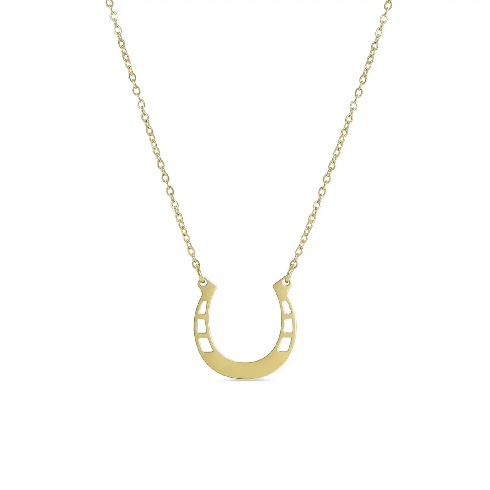 WJW 18" Stainless Steel Horseshoe Necklace Gold