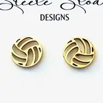 Steele Sloan Designs Volleyball Gold Stud Earrings Hypoallergenic