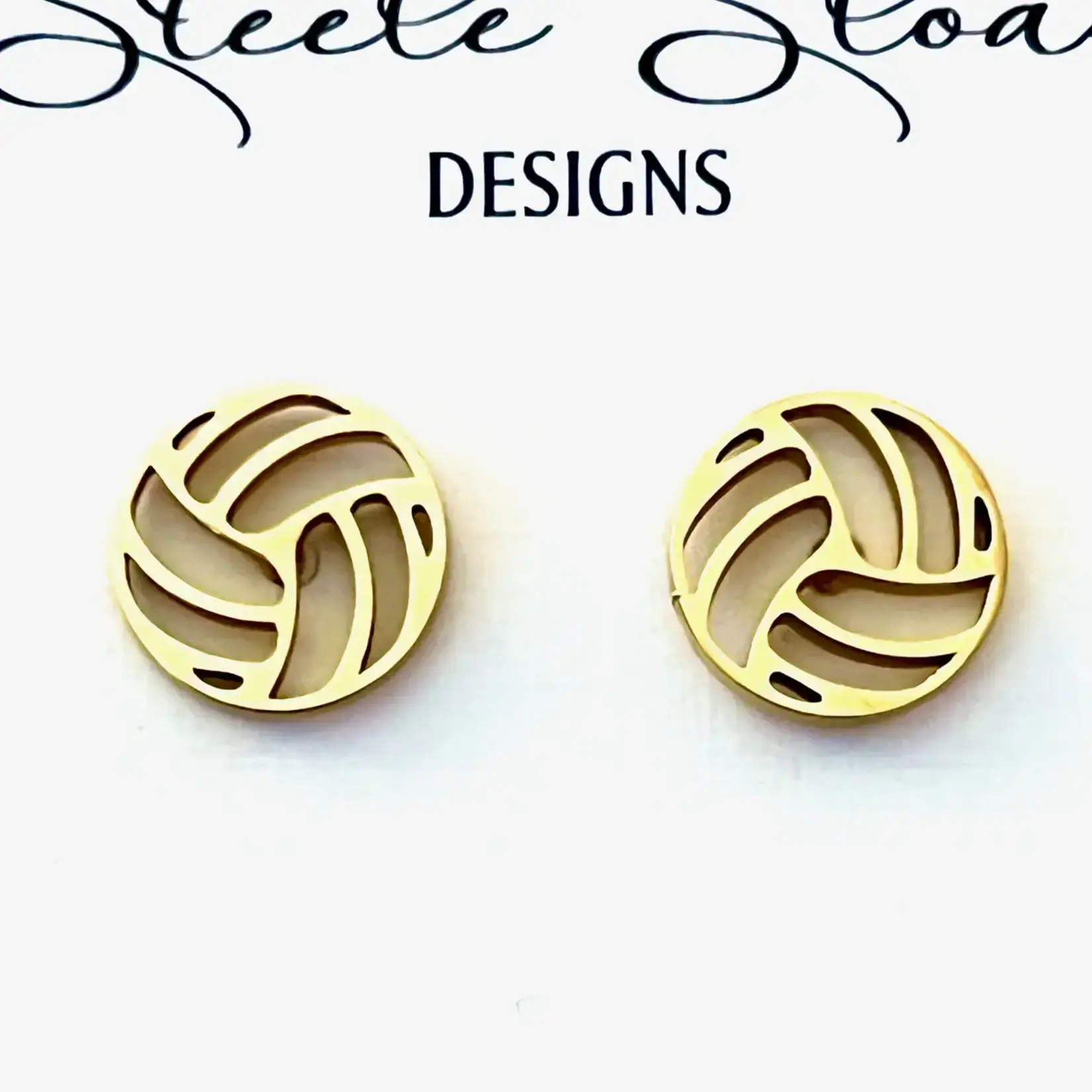 Steele Sloan Designs Volleyball Gold Stud Earrings Hypoallergenic