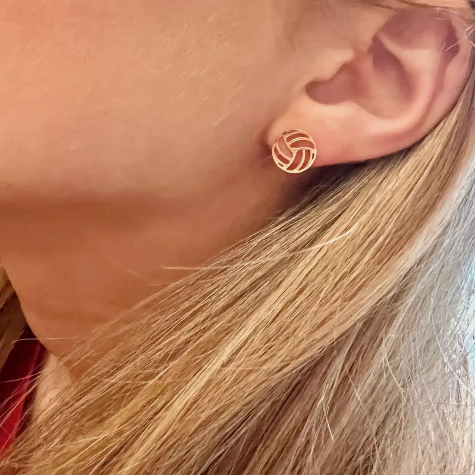 Steele Sloan Designs Volleyball Gold Stud Earrings Hypoallergenic