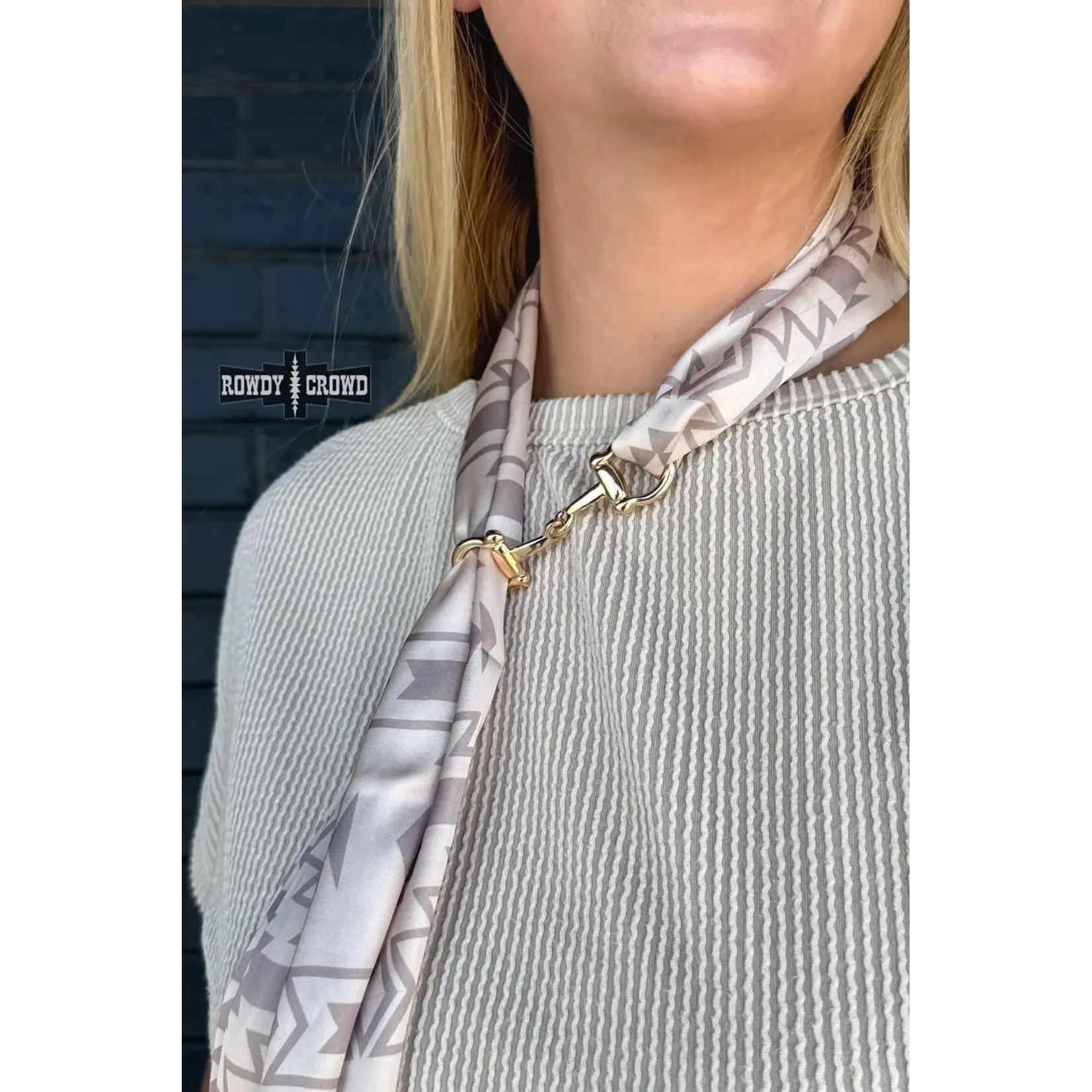 Rowdy Crowd Clothing Scarf Slide Gold Horse Bit