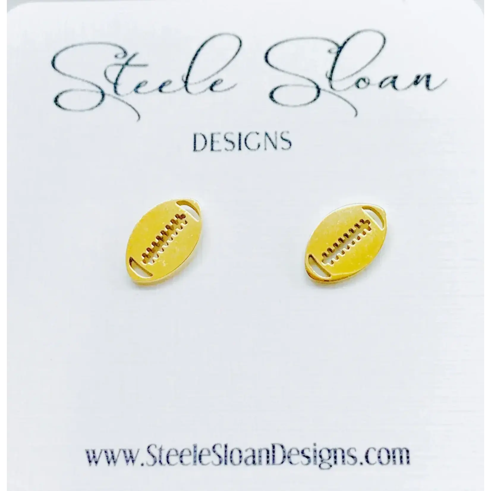 Gold Football Stud Earrings  Steele Sloan Designs