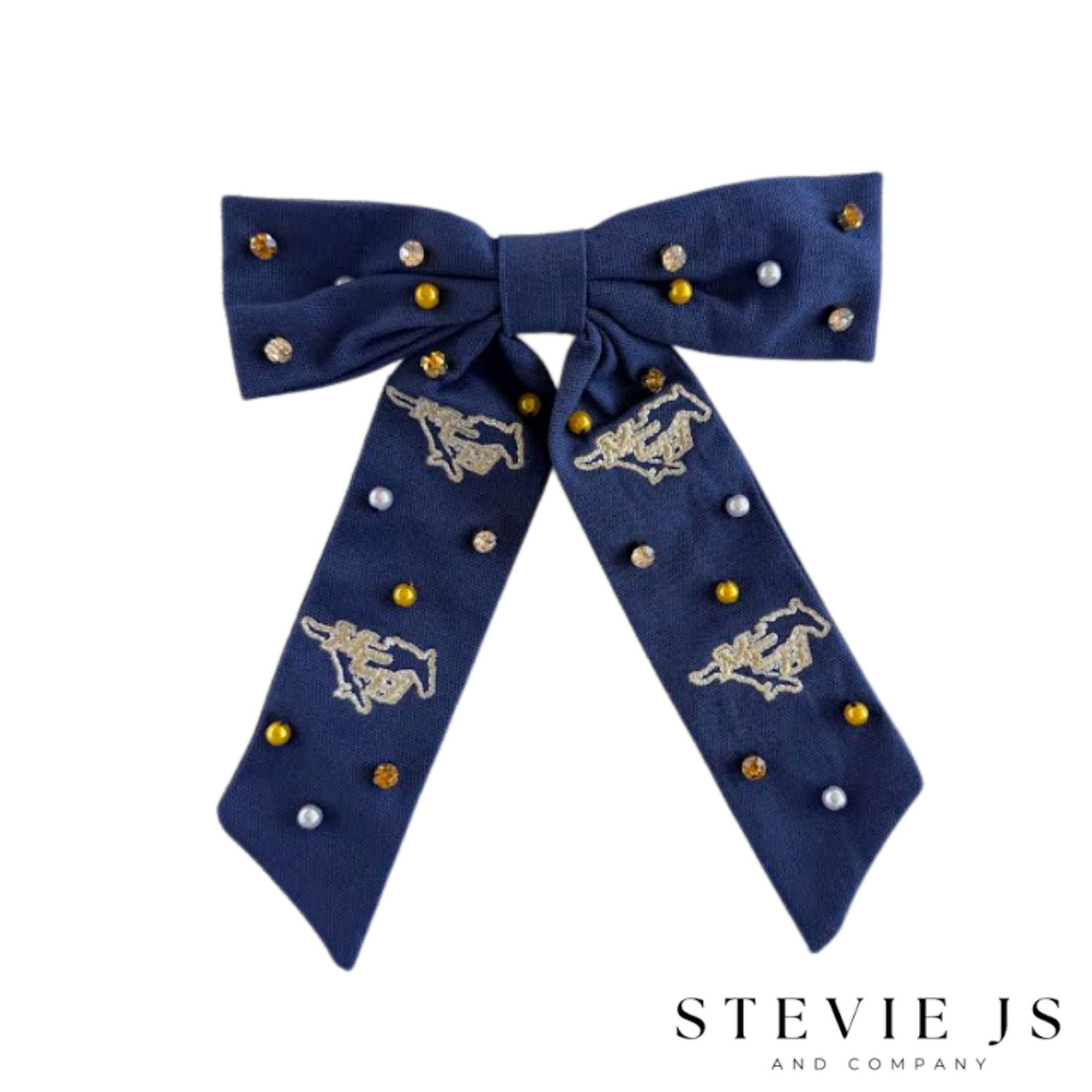 Stevie J's Stevie J's Beaded Athletic Logo Schoolgirl Bow