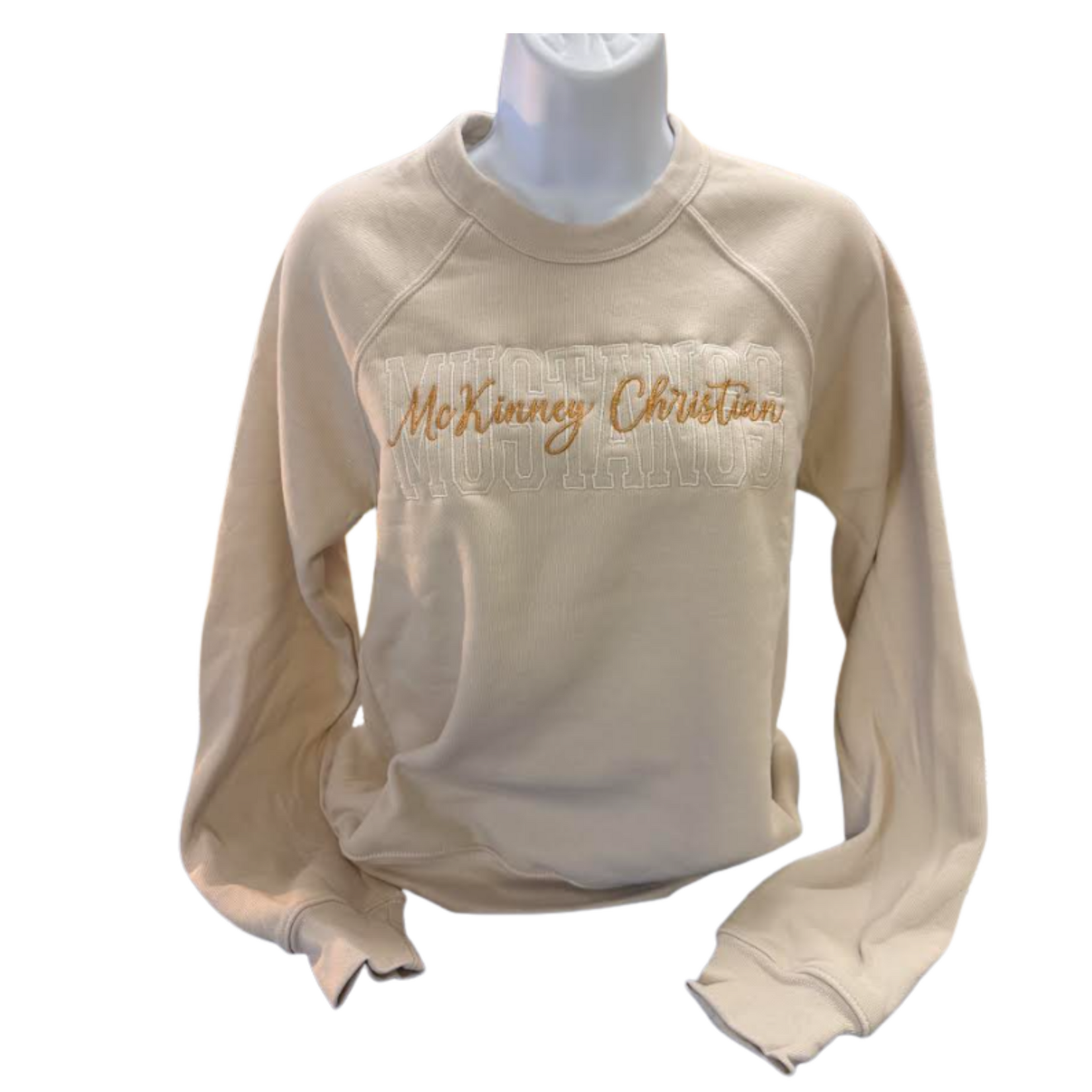 Bella+Canvas Tan MUSTANGS embroidered sweatshirt