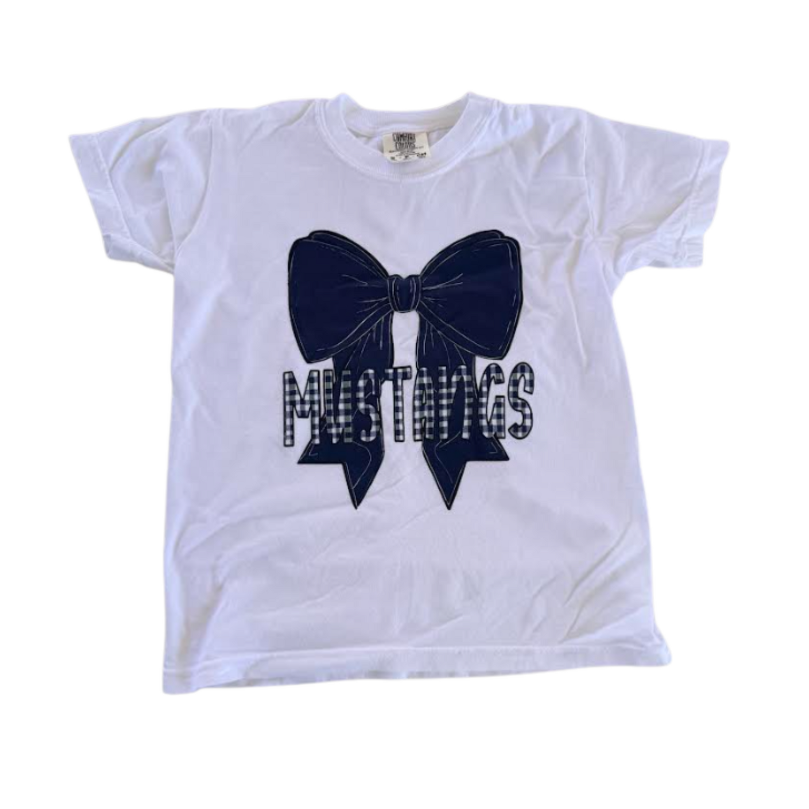 Comfort Colors Girls Bow MUSTANGS shirt