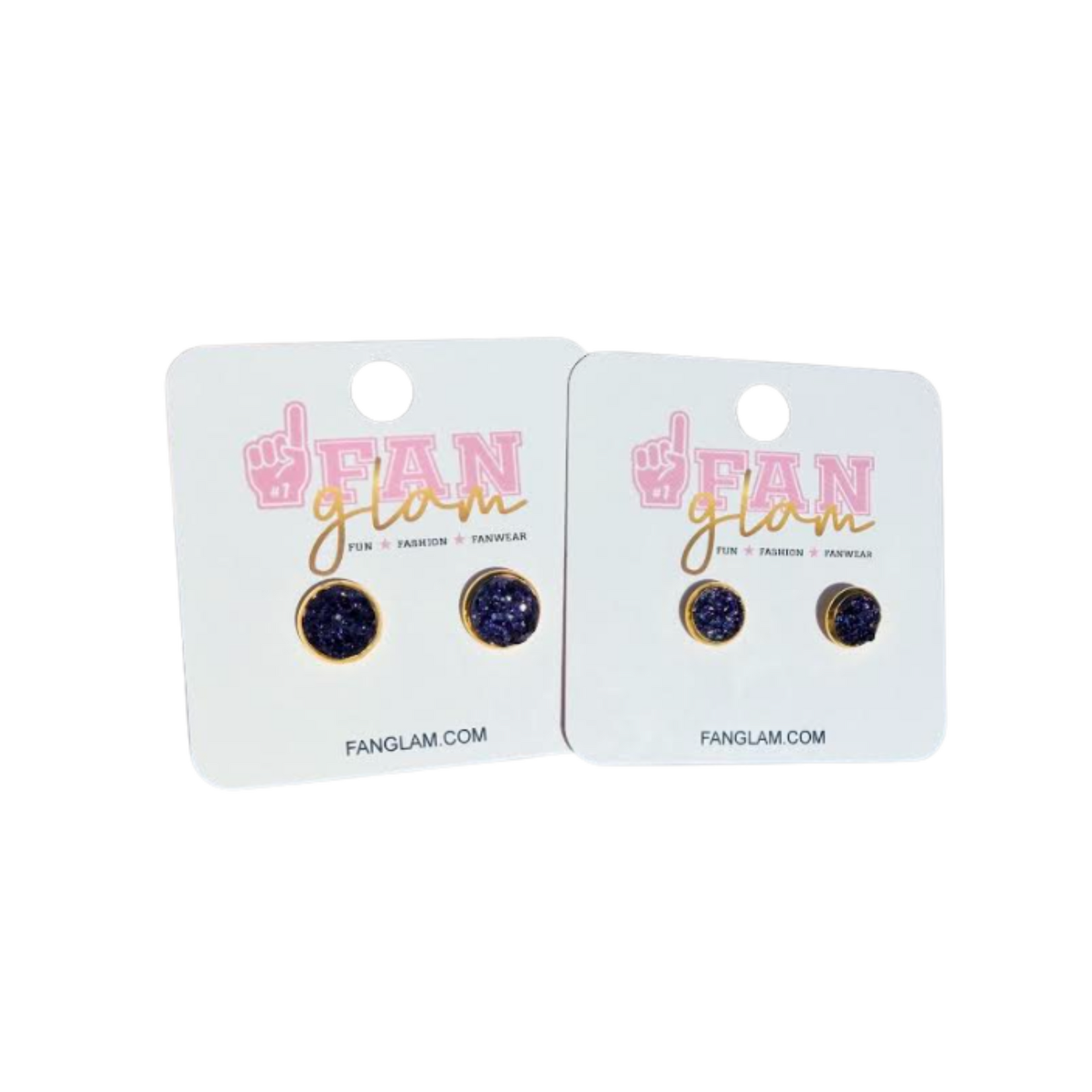 Navy and Gold Drusy Stud Earrings