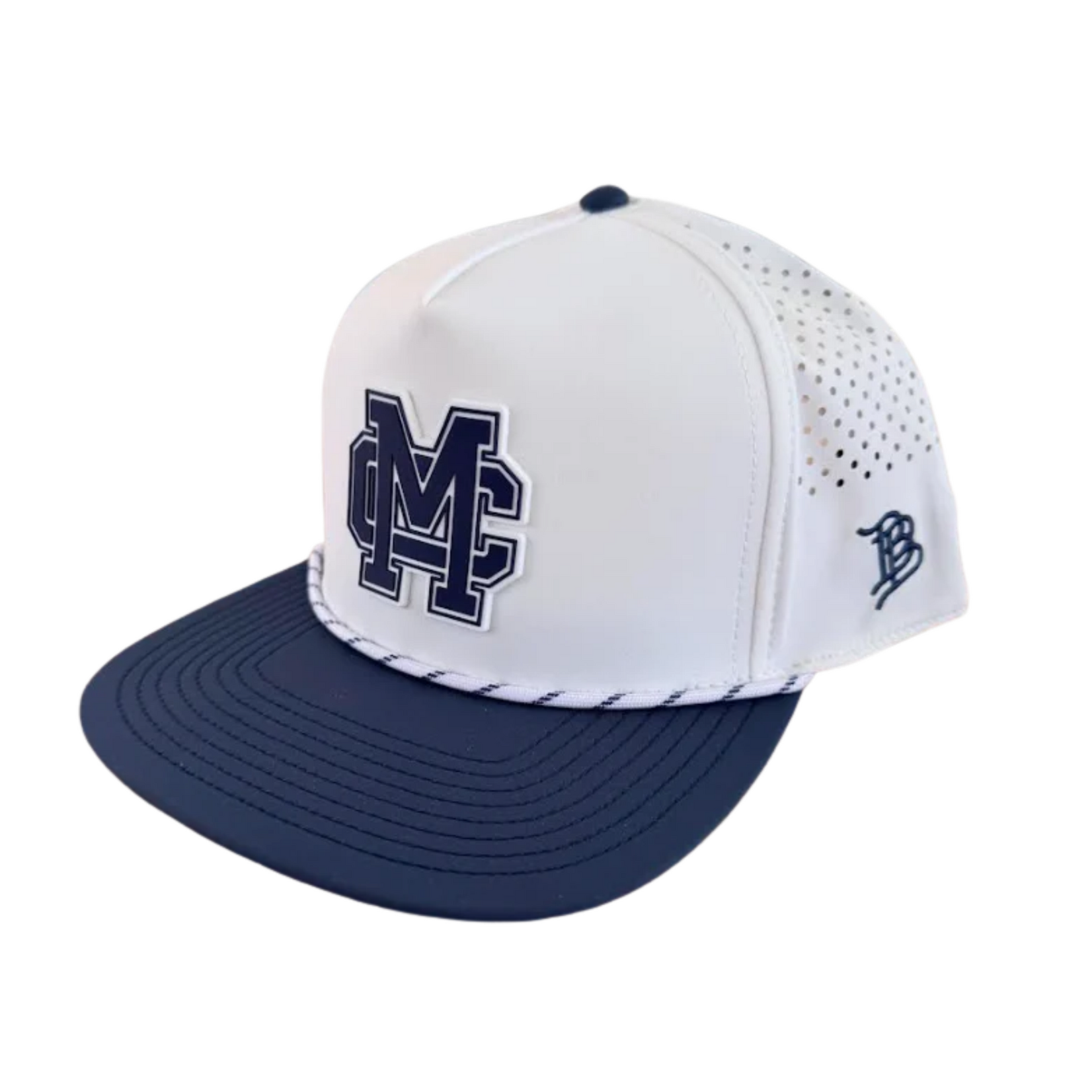Branded Bills Branded Bills Flat Bill White MCA Interlock Navy Rope Hat
