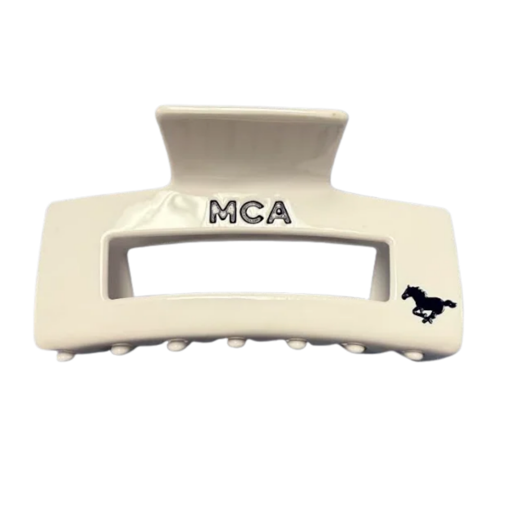 Stevie J's Claw Clip - Rectangular White MCA Mustang Logo