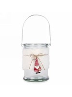 ATTITUDE IMPORTS GLASS LANTERN WITH FAUX FUR AND GNOME