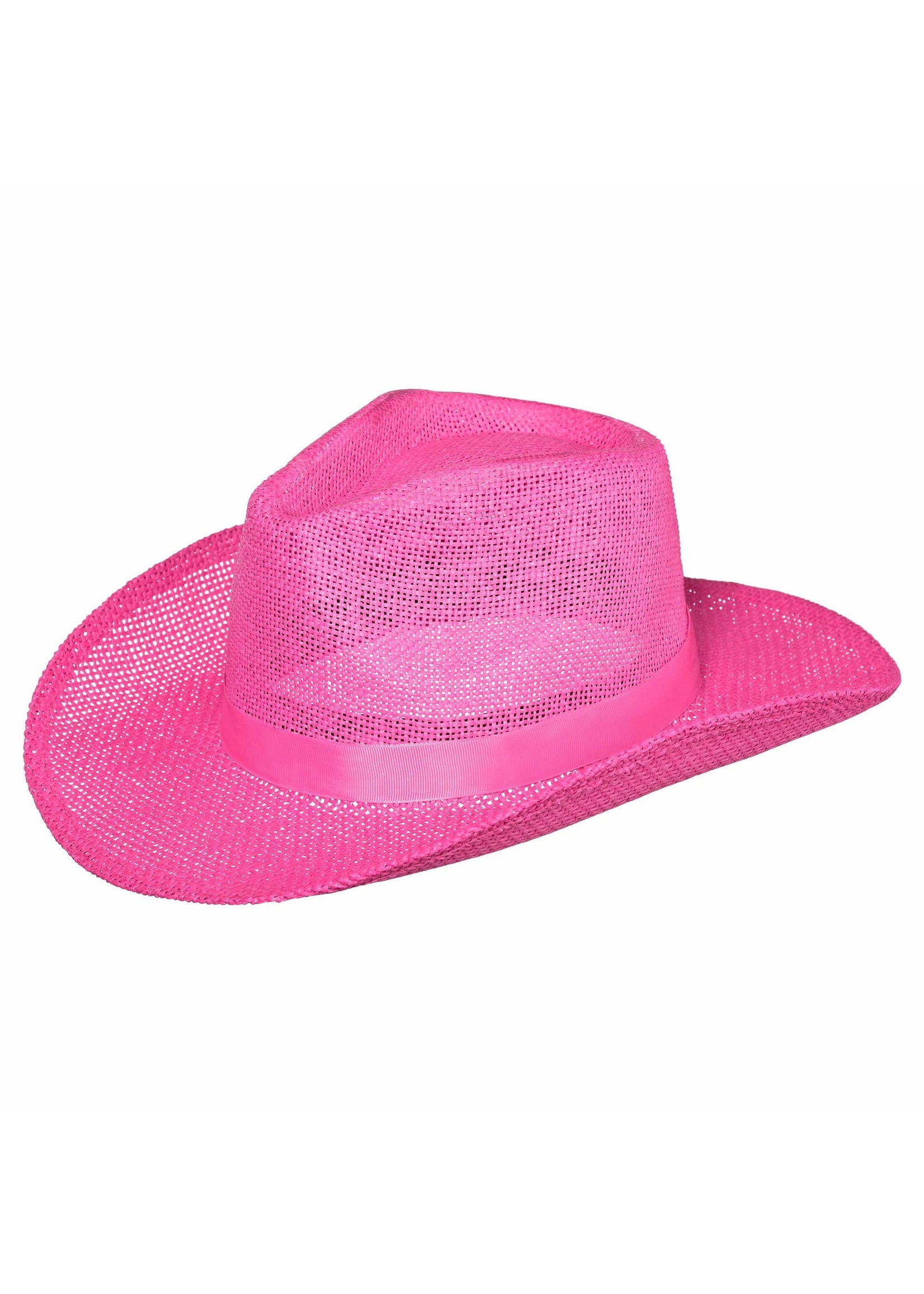 STRAW COWBOY HAT - PINK - Party Shop