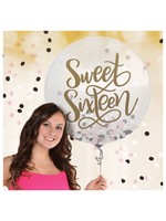 Amscan 24IN LATEX BALLOON WITH CONFETTI - SWEET 16