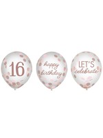 Amscan BAG OF 6 LATEX BALLOONS 12IN - CONFETTI SWEET 16