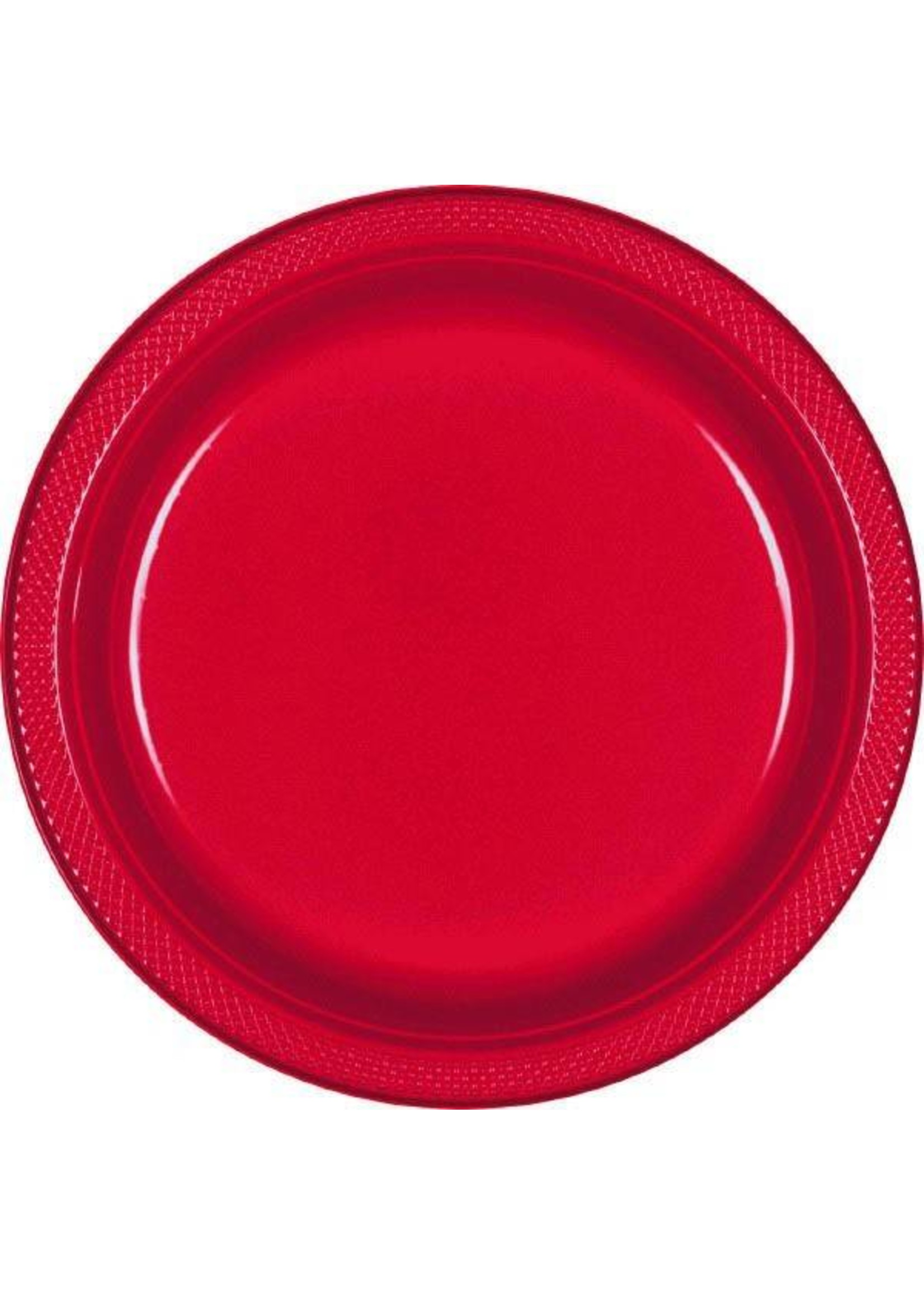 Amscan 9'' ROUND PLASTIC PLATES (20PC) - APPLE RED