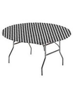 Creative Converting Stay Put Tablecover 60" Round, Black Check