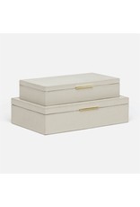 Ralston Light Grey Leather Box Set 14"L x 9"W x 4"H