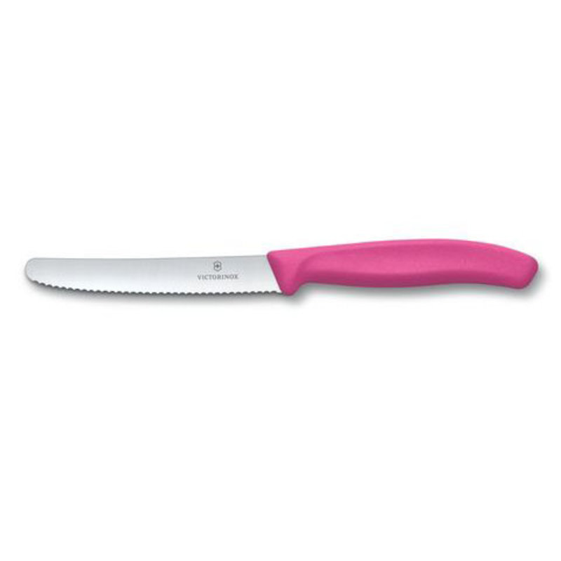 Victorinox Paring Knife 4.5" / 11cm Serrated, Rounded Tip Pink