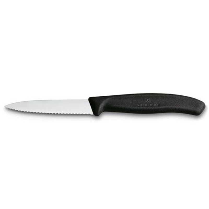 Victorinox Paring Knife 3.25" / 8cm Serrated, Spear Tip Black