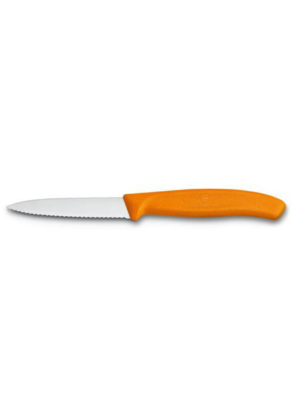 Victorinox Paring Knife 3.25" / 8cm Serrated, Spear Tip Orange