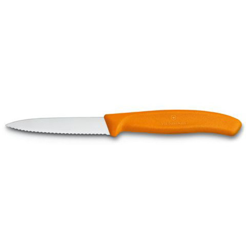 Victorinox Paring Knife 3.25" / 8cm Serrated, Spear Tip Orange